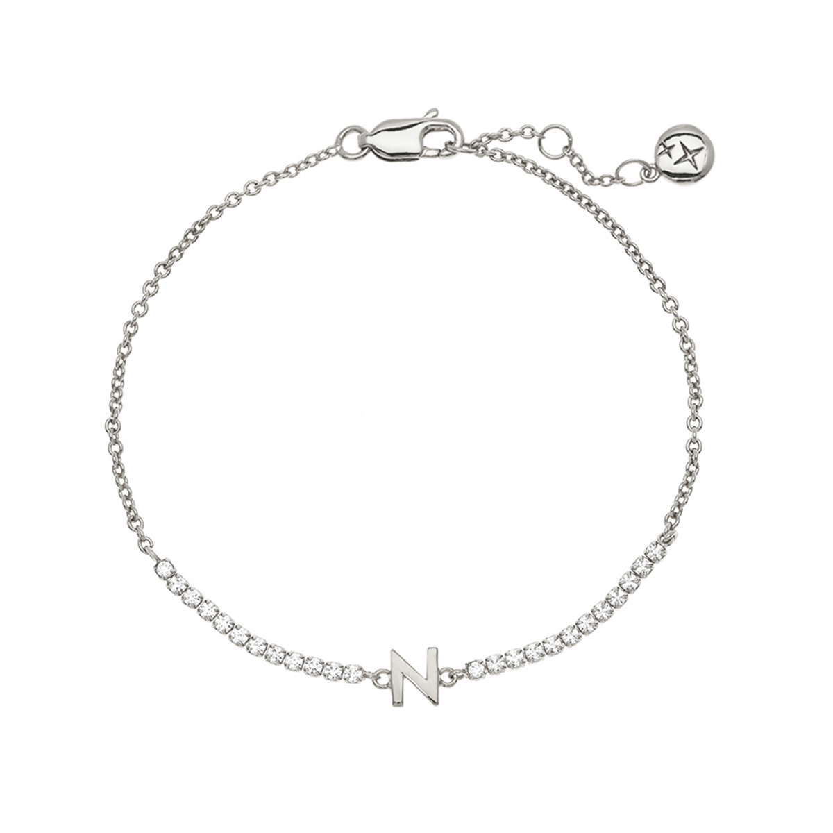 Браслет Initials с буквой N Латунь с покрытием родия купить в Москве по ...