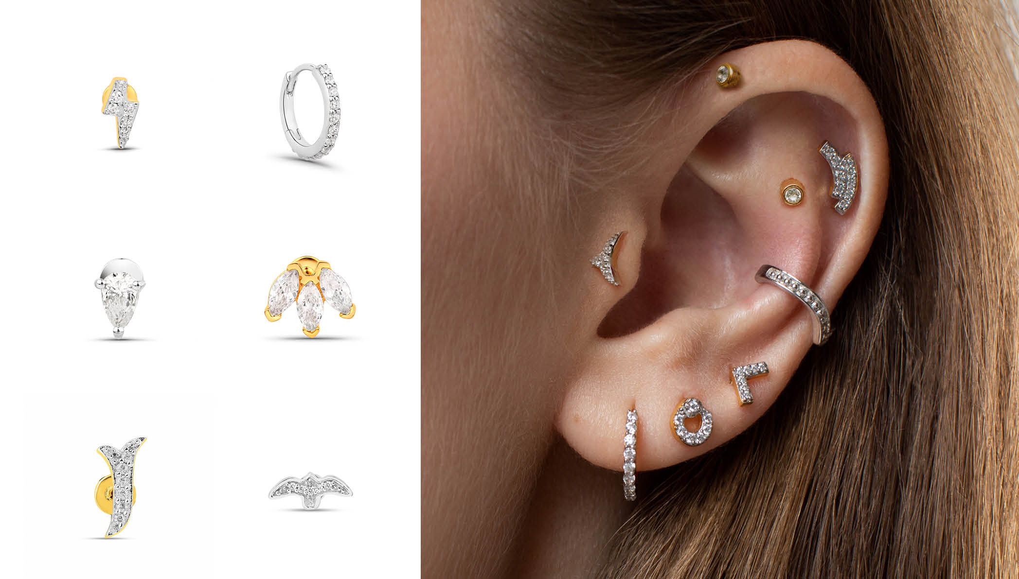 Три дырки в ухе сережки – стильная и модная украшение для девушек