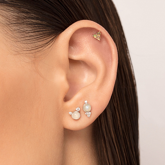картинка Пирсинг «с ушками» с лунным камнем и кубическим цирконием Piercing