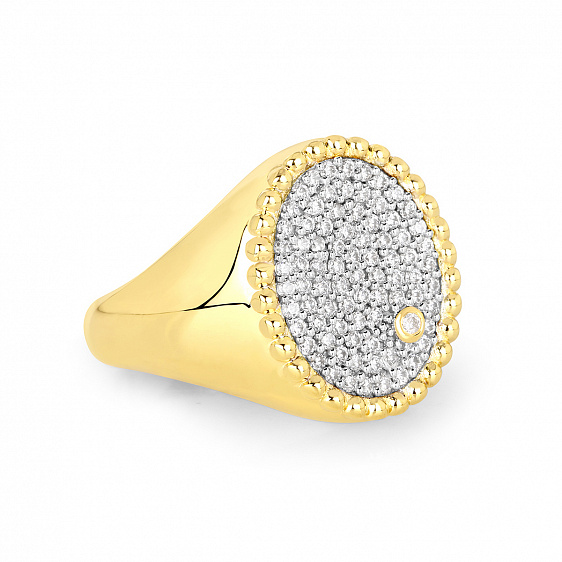 картинка Кольцо овальное с бриллиантом и кубическим цирконием Cocktail Rings
