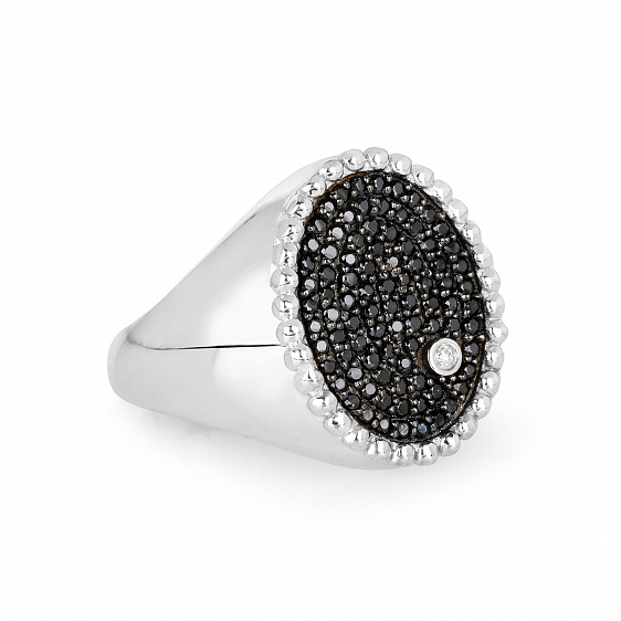 картинка Кольцо с бриллиантом и черным кубическим цирконием Cocktail Rings