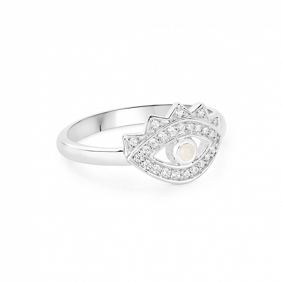 Кольцо в виде глаза с лунным камнем и кубическим цирконием Symbols 16 Стерлинговое серебро купить в Москве по цене 6 900 руб.