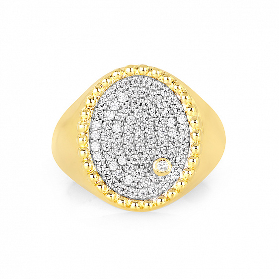картинка Кольцо овальное с бриллиантом и кубическим цирконием Cocktail Rings