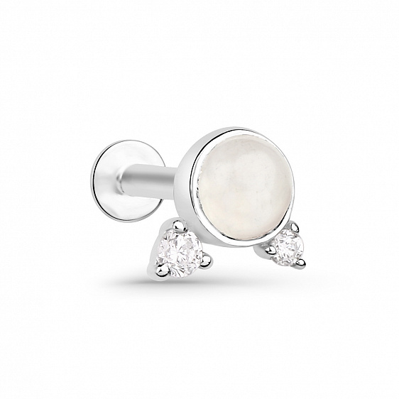 картинка Пирсинг «с ушками» с лунным камнем и кубическим цирконием